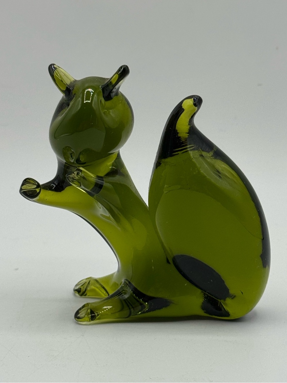 Vintage Pilgrim Glass Squirrel Figurine Handblown Green